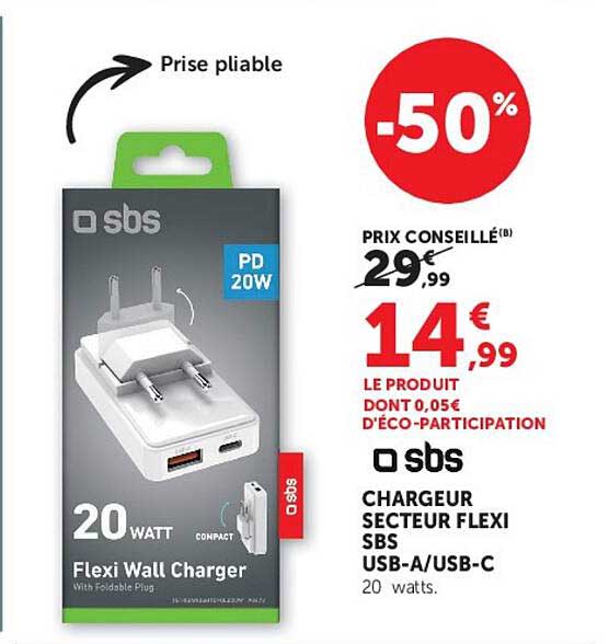 sbs Flexi Wall Charger