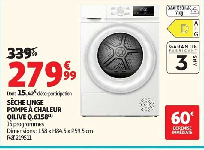 SÈCHE LINGE POMPE À CHALEUR QILIVE Q.6158