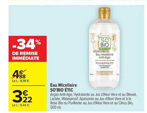 SO'BIO ÉTIC Eau micellaire anti-âge
