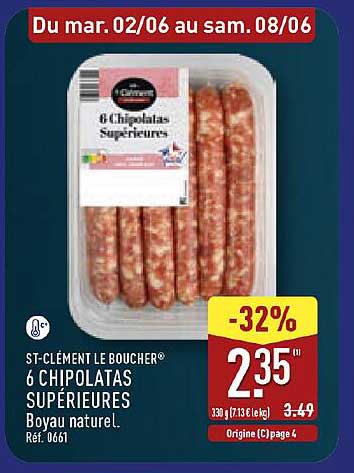 ST-CLEMENT LE BOUCHER 6 CHIPOLATAS SUPÉRIEURES