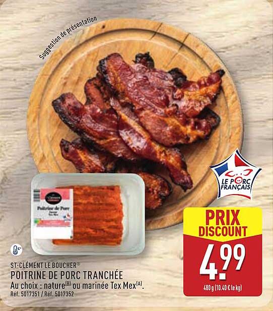 ST-CLÉMENT LE BOUCHER POITRINE DE PORC TRANCHÉE