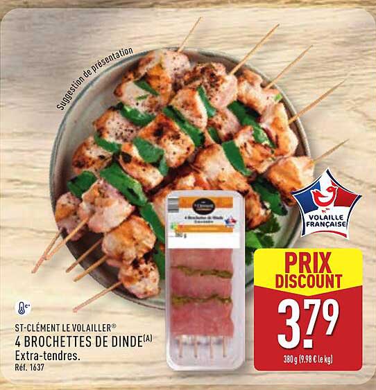 ST-CLÉMENT LE VOLAILLIER 4 BROCHETTES DE DINDE
