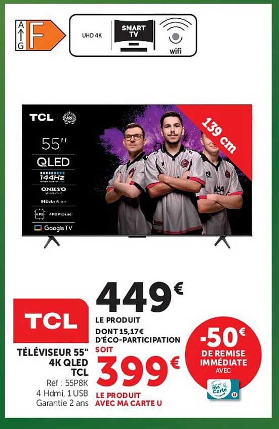 TCL TÉLÉVISEUR 55" 4K QLED