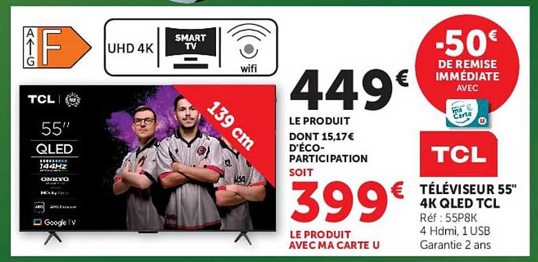 TCL Téléviseur 55" 4K QLED TCL
