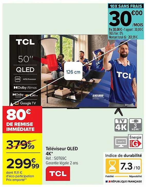 TCL Téléviseur QLED 4K*