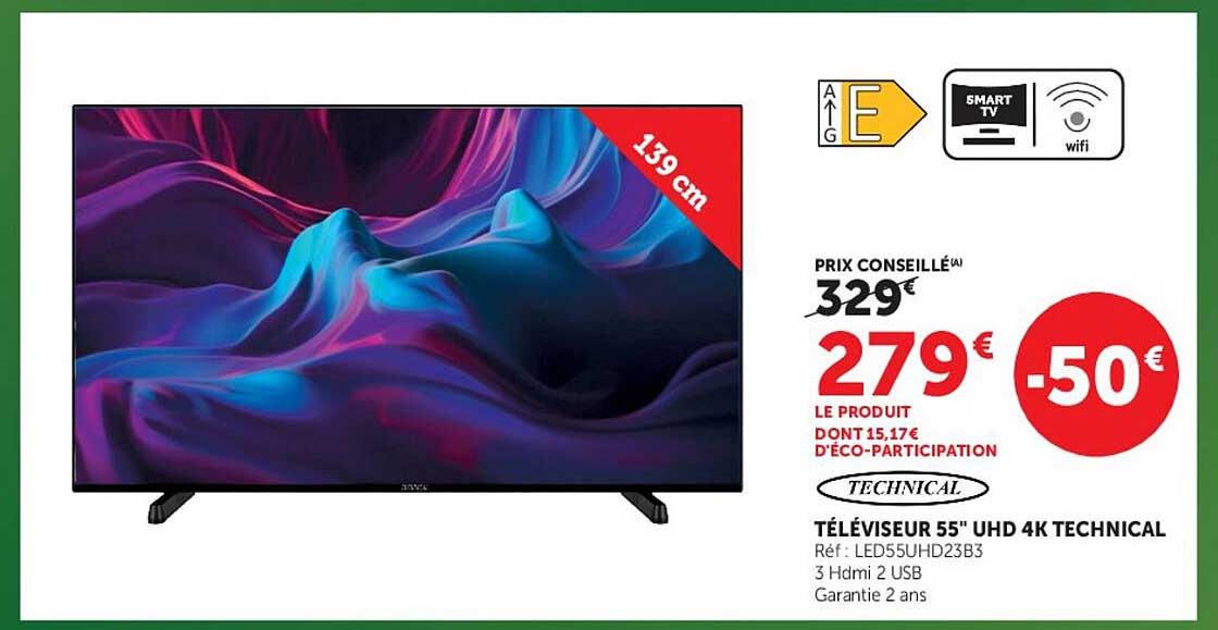 TÉLÉVISEUR 55" UHD 4K TECHNICAL