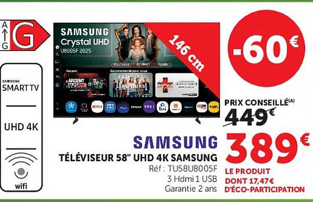 TÉLÉVISEUR 58" UHD 4K SAMSUNG