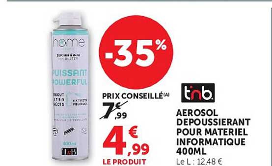 t'nb AEROSOL DEPOUSSIERANT POUR MATERIEL INFORMATIQUE 400ML