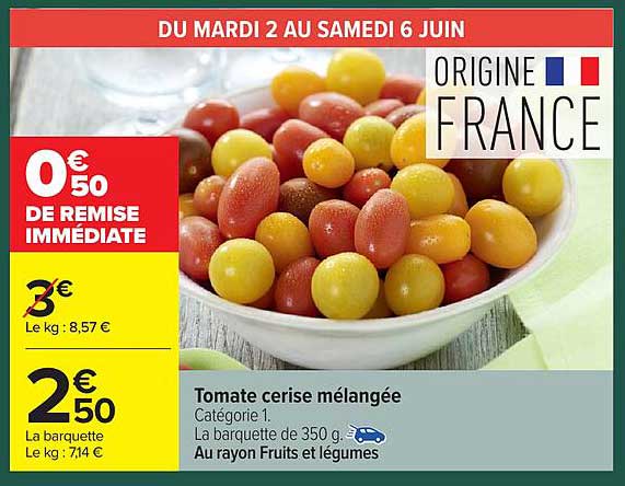 Tomate cerise mélangée