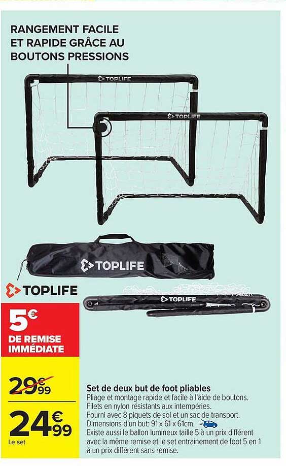 TOPLIFE Set de deux but de foot pliables