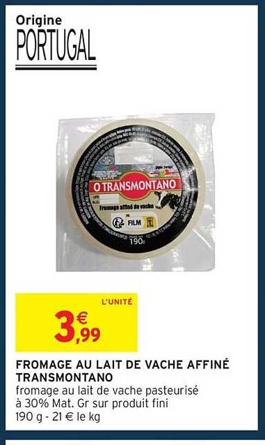 Transmontano Fromage au lait de vache affiné
