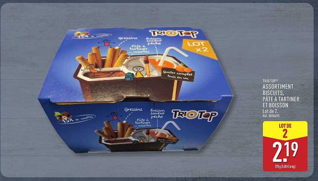 TRI TOP ASSORTIMENT BISCUITS, PÂTE À TARTINER ET BOISSON