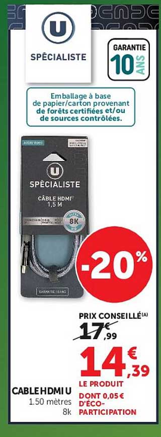U SPÉCIALISTE CÂBLE HDMI