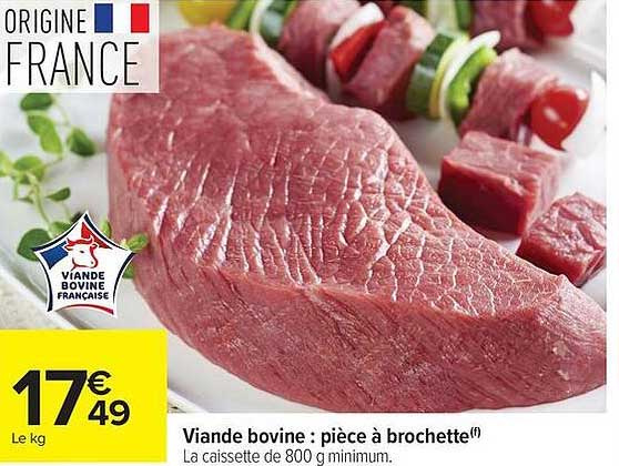 Viande bovine : pièce à brochette