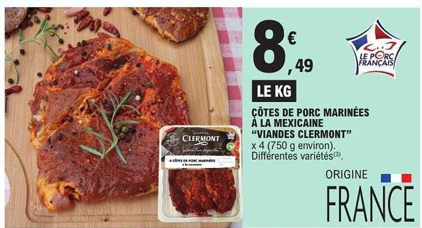 Viandes Clermont Côtes de porc marinées à la mexicaine