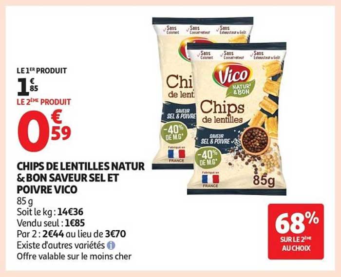 Vico Chips de lentilles natur & bon saveurs sel et poivre