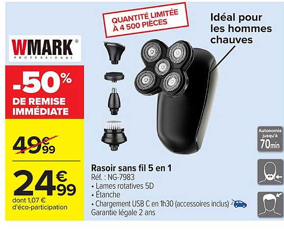 WMARK Rasoir sans fil 5 en 1