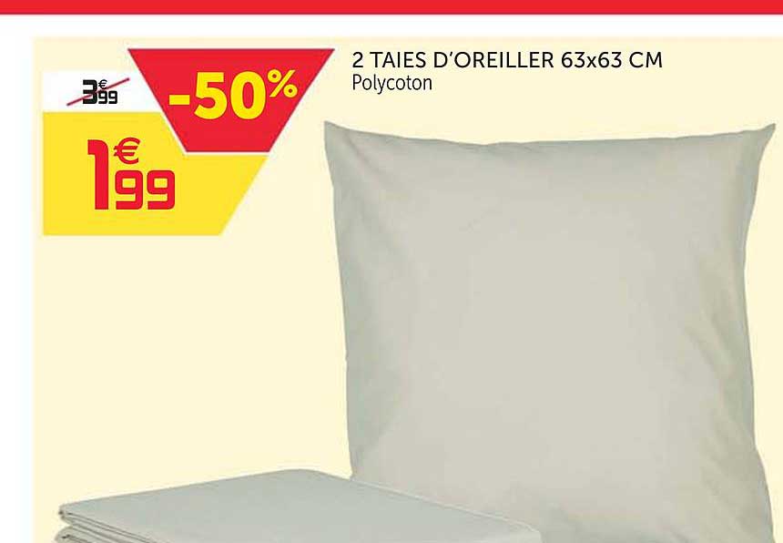 2 taies d'oreiller 63x63 cm