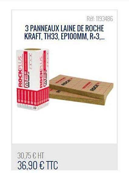 3 panneaux laine de roche kraft th33 ep100mm r=3 ...