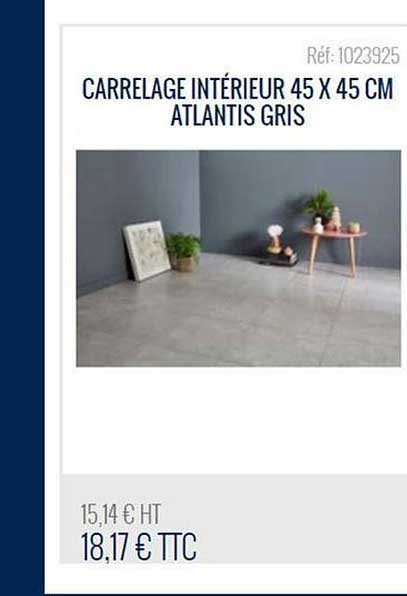 carrelage intérieur 45x45cm atlantis gris