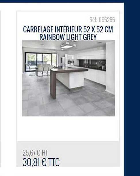 carrelage intérieur 52x52 cm rainbow light grey