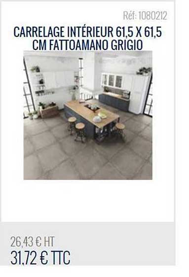 carrelage intérieur 61.5x61.5 cm fattoamano grigio
