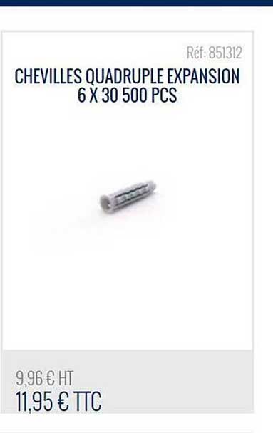chevilles quadruple expansion 6 x 30 500 pcs