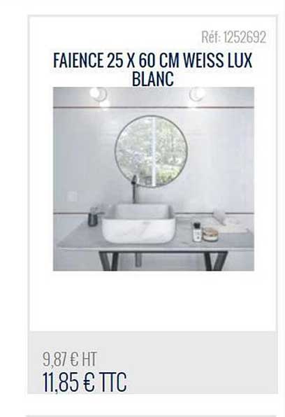 faience 25x60 cm weiss lux blanc