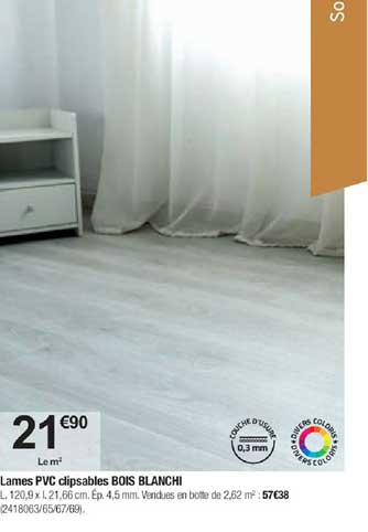 lames pvc clipsables bois blanchi