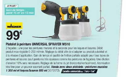 pistolet à peinture universal sprayer w510 wagner