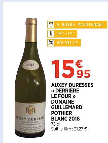 auxey duresses «derrière le four» domaine guillemard pothier blanc 2018
