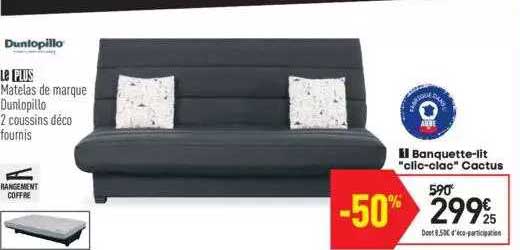 banquette-lit "clic-clac" cactus dunlopillo