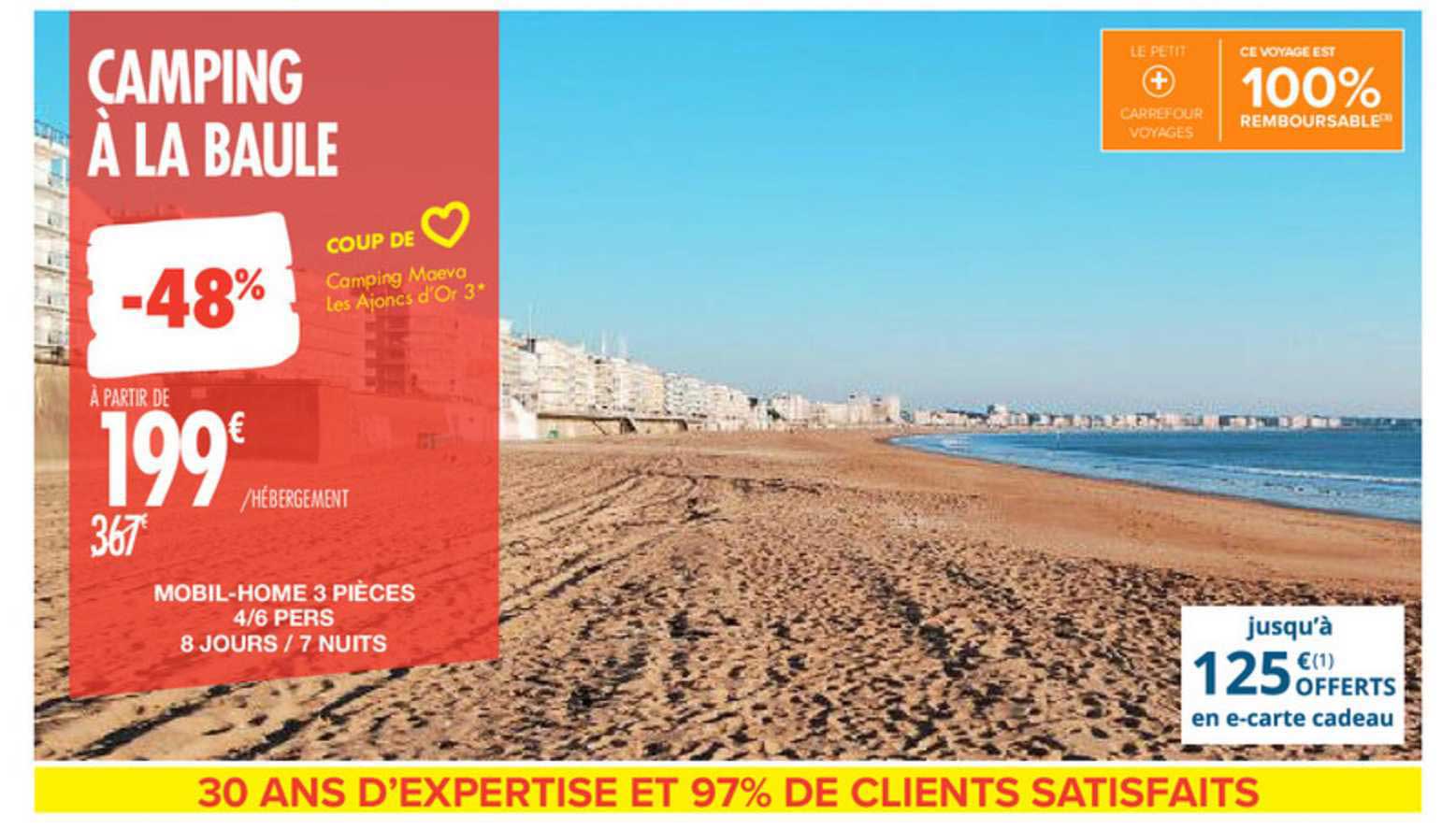 camping à la baule : mobil-home 3 pièces 4-6 pers 8 jours - 7 nuits