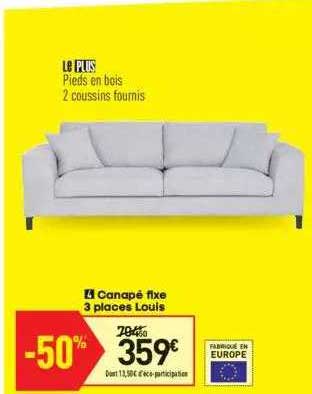 canapé fixe 3 places louis