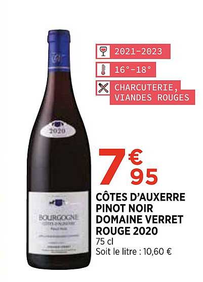 côtes d'auxerre pinot noir domaine verret rouge 2020