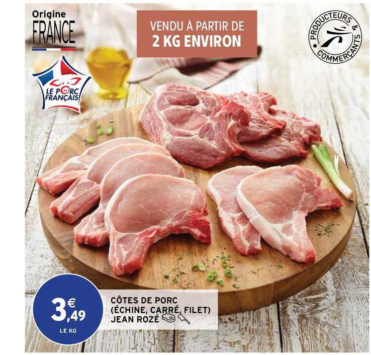 côtes de porc (échine, carré, filet) jean rozé