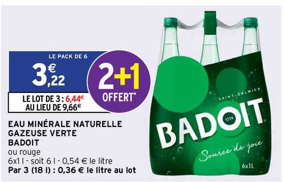 Eau Minérale Naturelle Gazeuse Verte Badoit