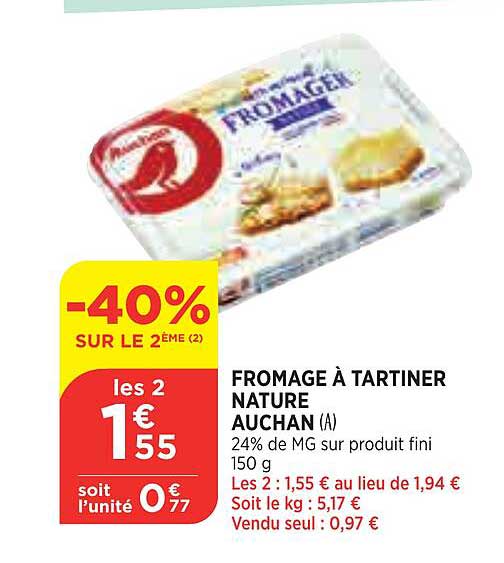 Fromage à Tartiner Nature Auchan