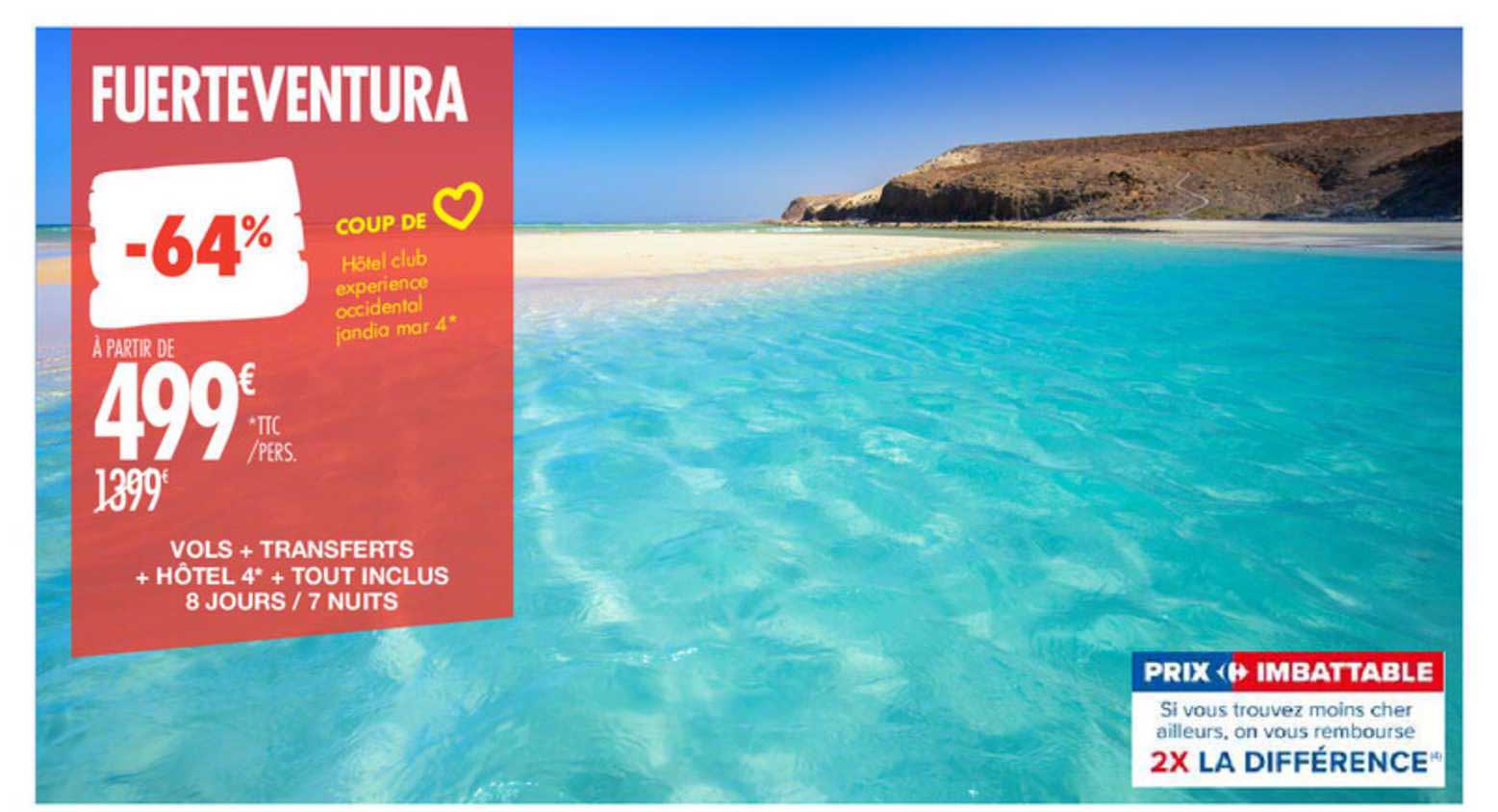 fuerteventura : vols + transferts + hôtel 4* + tout inclus - jours - 7 nuits