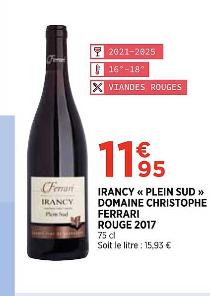 irancy «plein sud» domaine christophe ferrari rouge 2017
