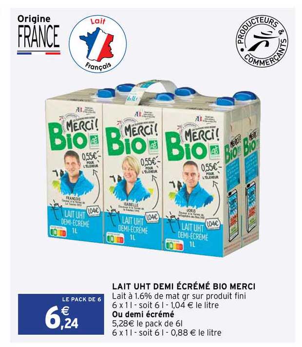 Lait Uht Demi écrémé Bio Merci