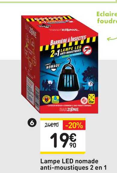 lampe led nomade anti-moustiques 2 en 1