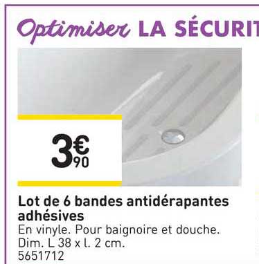 lot de 6 bandes antidérapantes adhésives