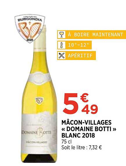 mâcon-villages «domaine botti» blanc 2018