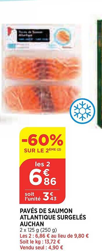Pavé De Saumon Atlantique Surgelés Auchan