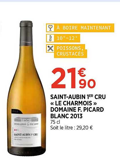 saint-aubin 1er cru «le charmois» domaine f. picard blanc 2013