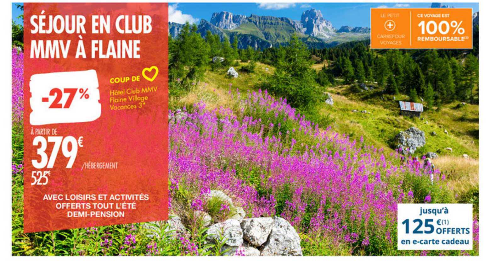 séjour en club mmv à flaine : avec loisirs et activités offerts tout l'été demi-pension