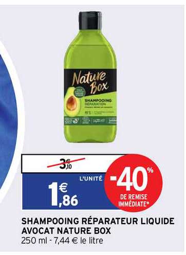 shampooing réparateur liquide avocat nature box
