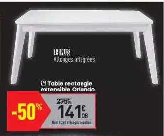 table rectangle extensible orlando