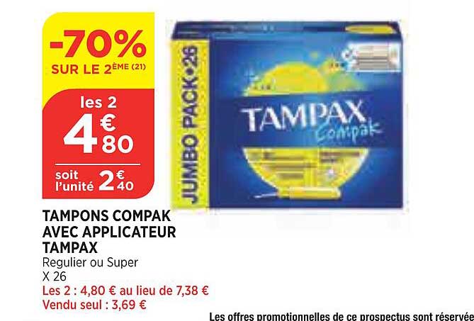 tampons compak avec applicateur tampax
